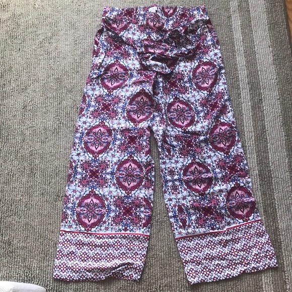 Loft Tie Waist Pattern Pants - Picture 1 of 2